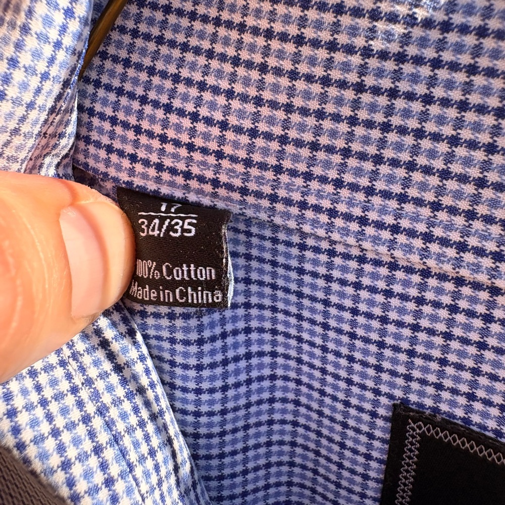 David Donahue | Blue Checkered Dress Shirt | Neck 17 / 34–35 - Picture 5 of 5